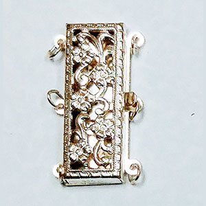 Rectangle Shaped Filigree Pearl Clasp for 3 Strands