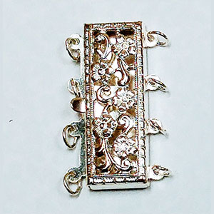 Rectangle Shaped Filigree Pearl Clasp for 4 Strands