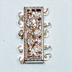 Rectangle Shaped Filigree Pearl Clasp for 5 Strands