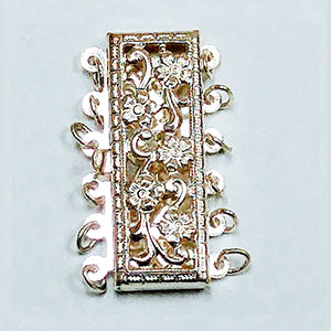 Rectangle Shaped Filigree Pearl Clasp for 6 Strands