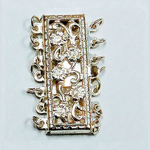 Rectangle Shaped Filigree Pearl Clasp for 7 Strands