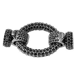 Jumbo Oval Clasp with Black CZ Stones & Cups