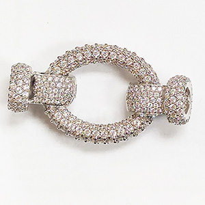 Jumbo Oval Clasp with White CZ Stones & Cups