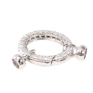 Jumbo Oval Spring Ring with Cups White CZ