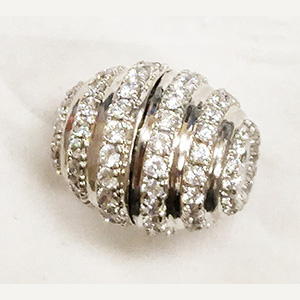 Large Magnetic Barrel Clasp with White Stones