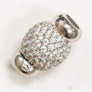 Magnetic Barrel Clasp with White CZ Stones