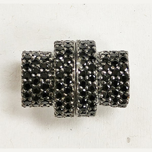 Magnetic Tubular Barrel Clasp with Black CZ Stones