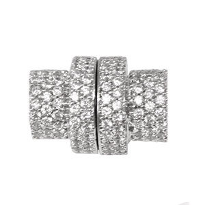 Magnetic Tubular Barrel Clasp with White CZ Stones