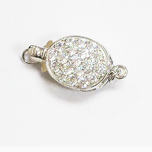 Oval Box Clasp with White CZ Stones