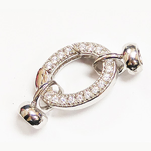 Oval Spring Ring with Cups White CZ