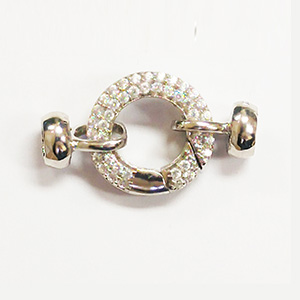 Round Spring Ring with Cups White CZ