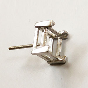 Double Gallery V-End Square Earring with Threaded Post